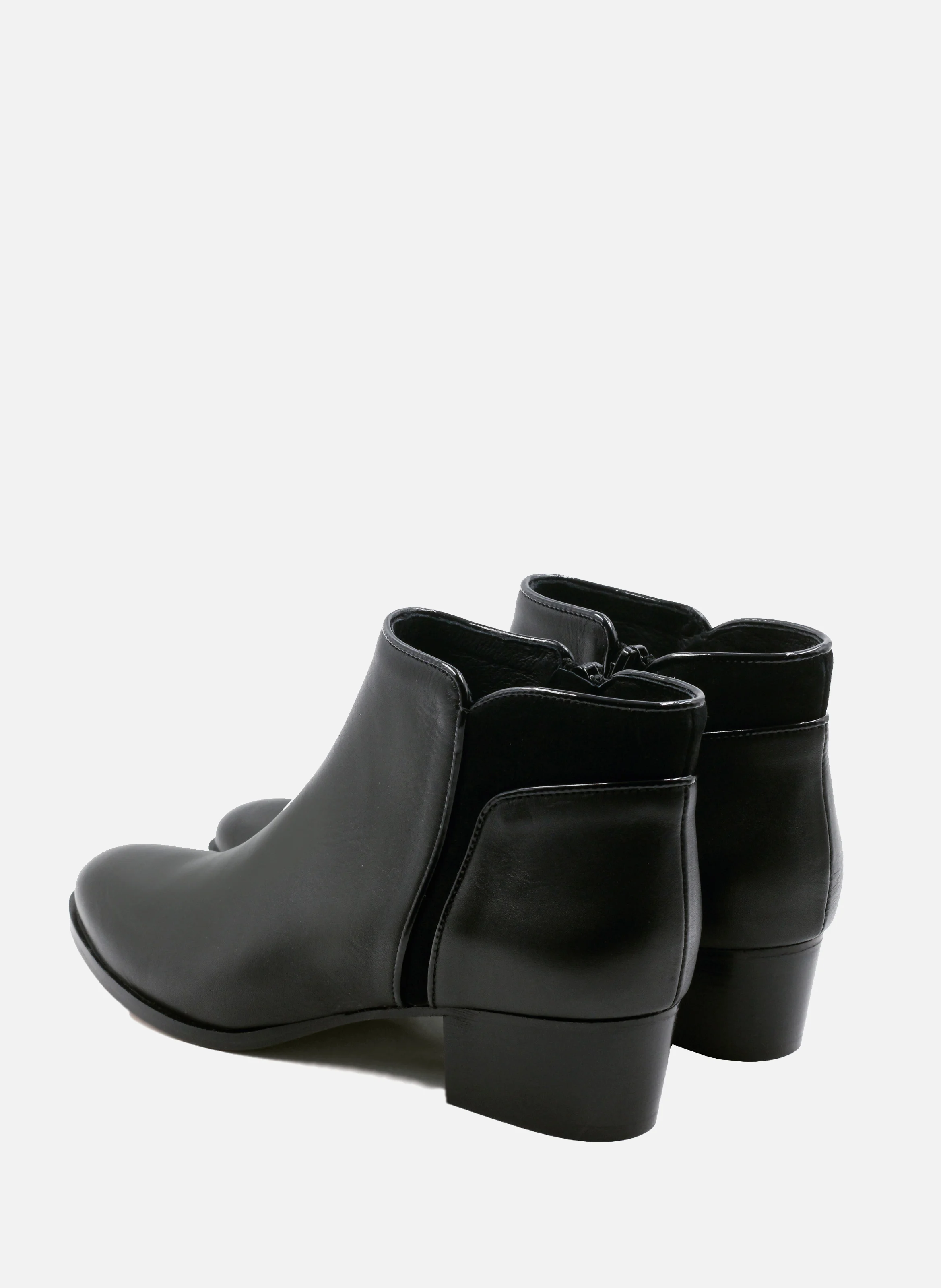 Bottine moyen talon cuir lisse | Noir