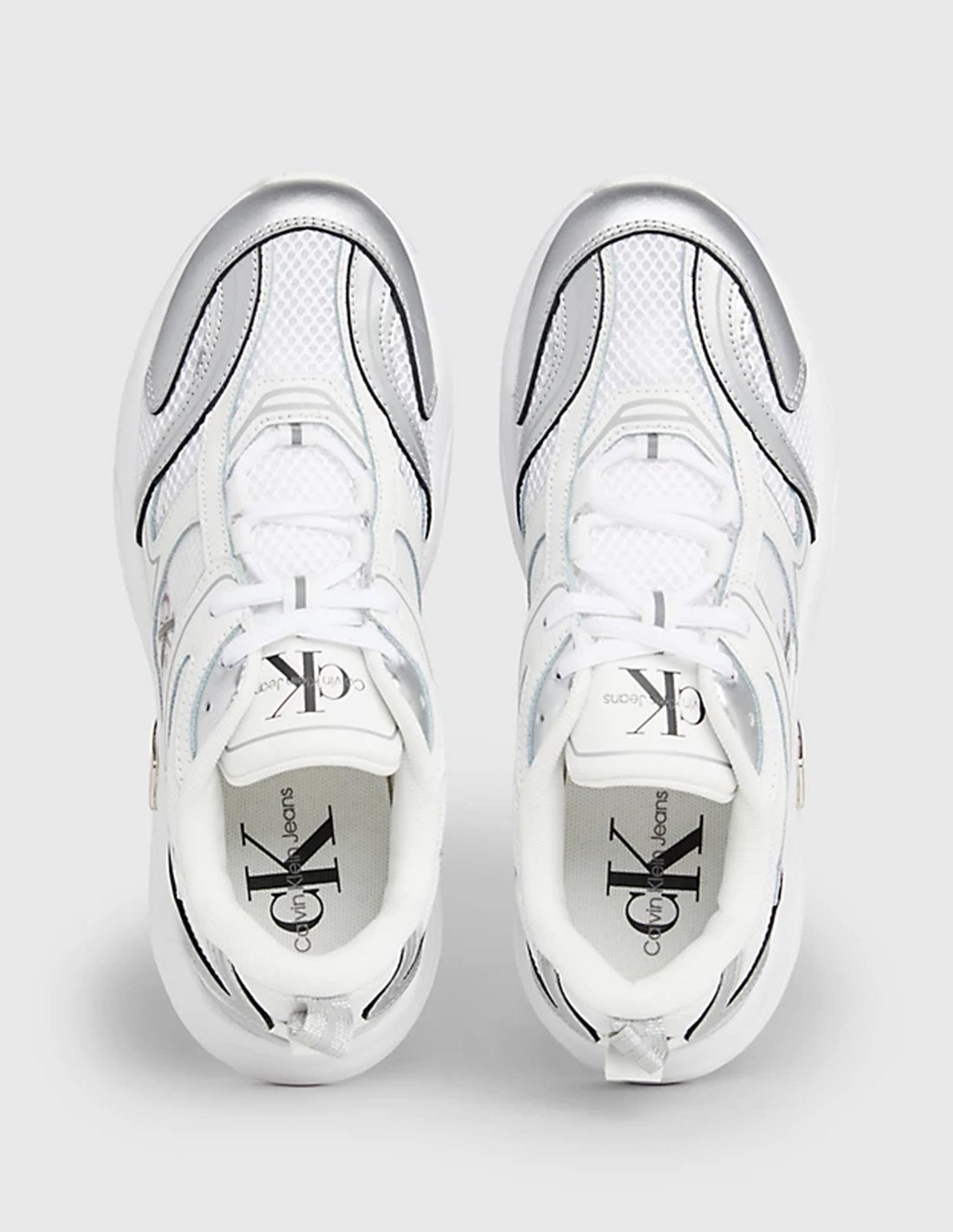 calvin klein Baskets de ville femme retro tennis low blanc/silver