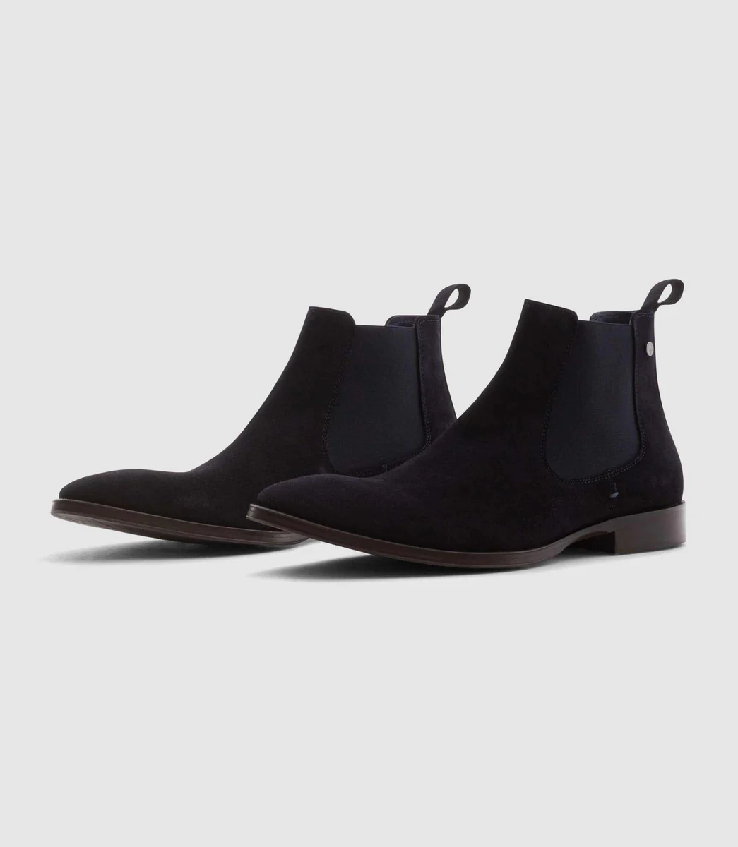 Bottines Chelsea en cuir suède marine 