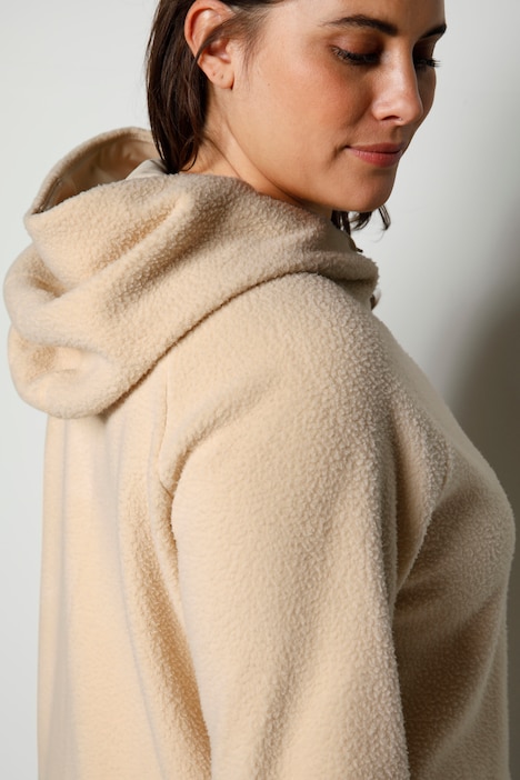 Fleece-Hoodiejacke, 2-Wege-Zipper, Kängurutasche, Langarm