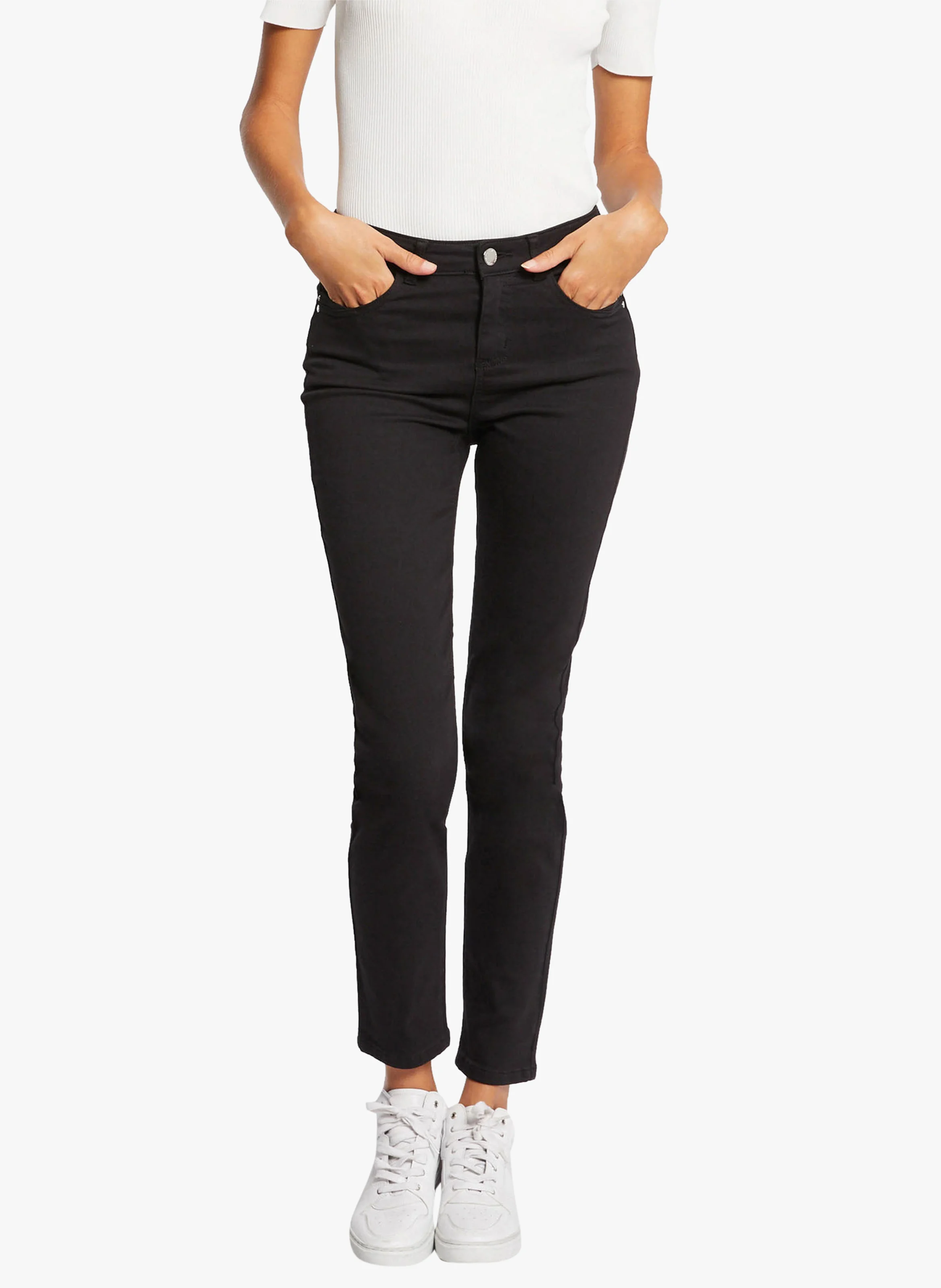 PRETTY - Jean skinny en coton mélangé| Noir