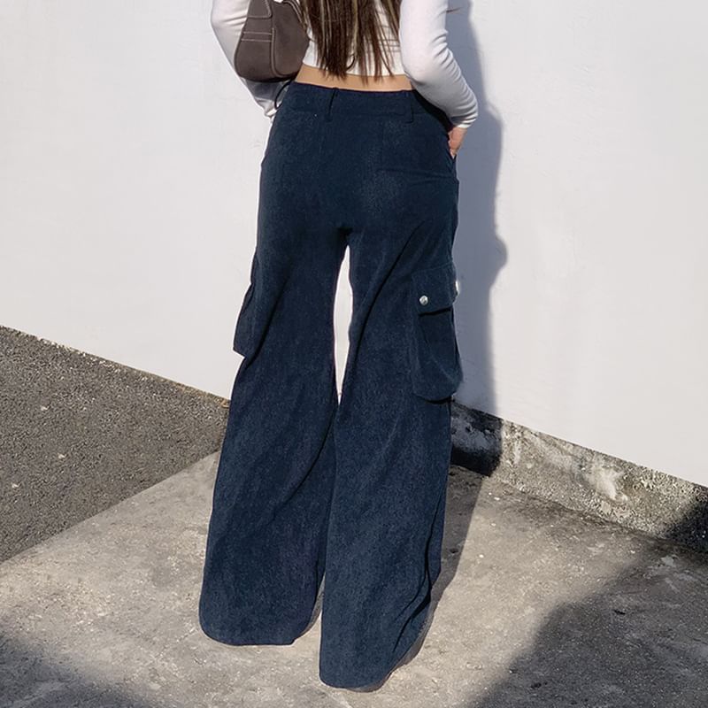 Trisica - Corduroy broek met hoge taille en wijde pijpen