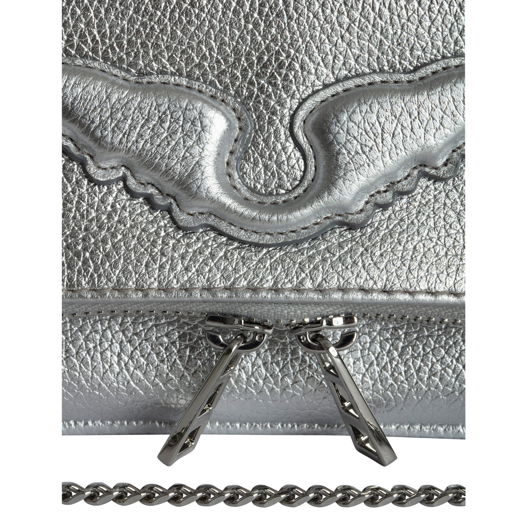 ROCK NANO - Pochette en cuir grainé métallisé | Gris