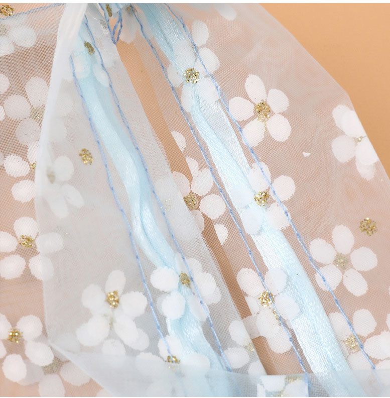 (10er Set) 23x16cm Organza Säckchen Deko Geschenk Beutel mit Kordelzug - Lila / Blumen