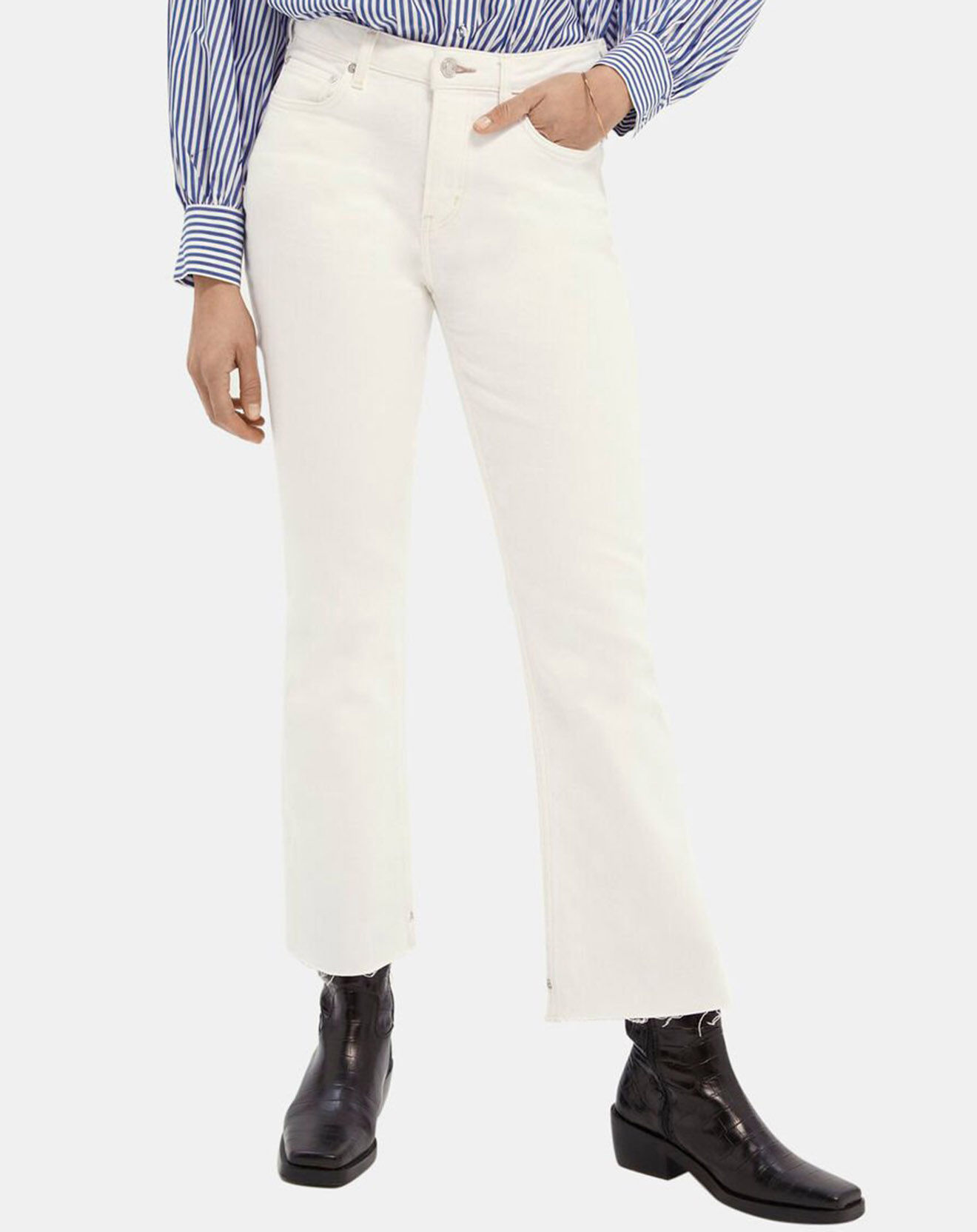 Scotch & Soda Jean Taille haute Flare Crop blanc