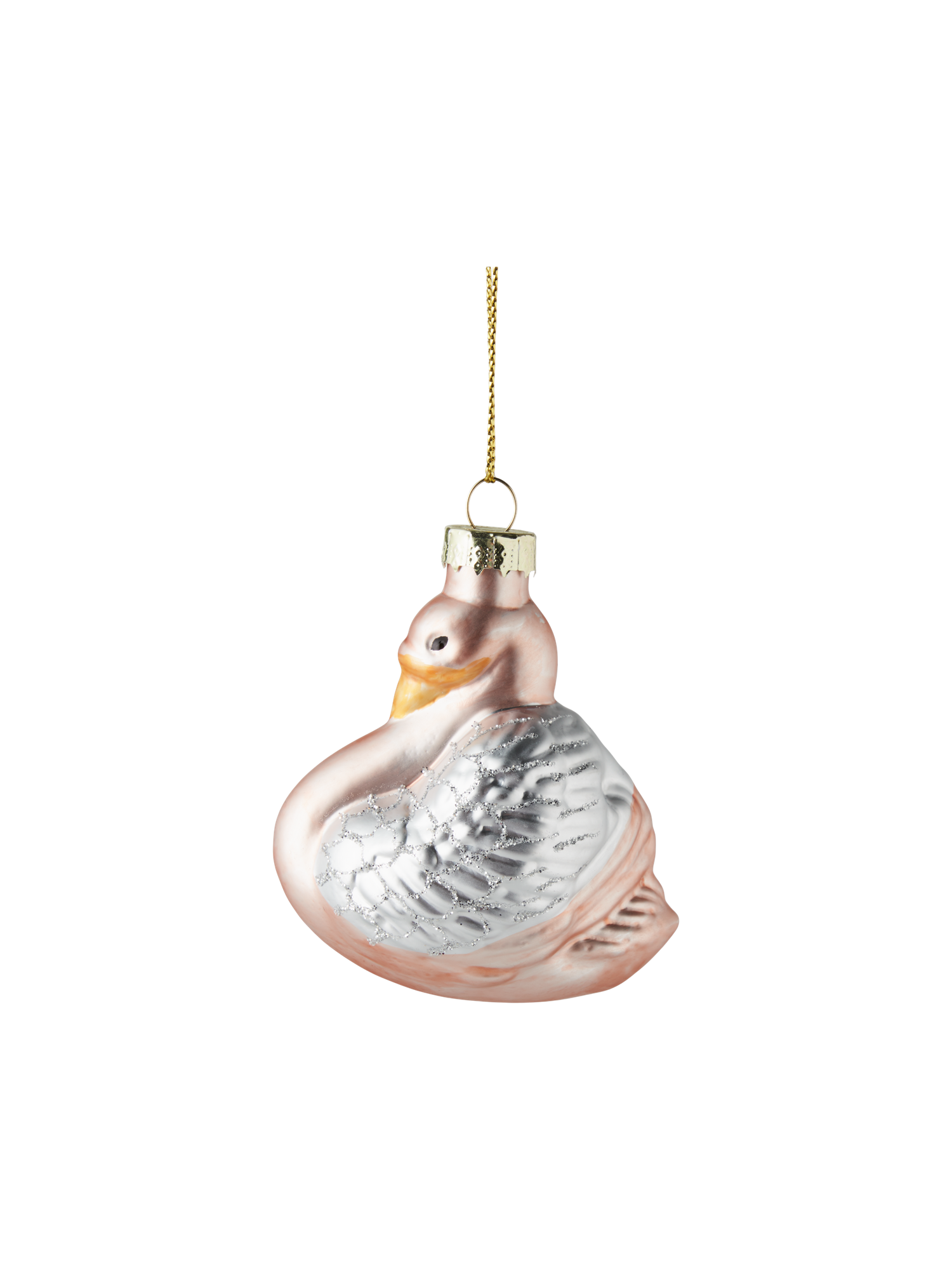 Juleophæng med svane | Glas. 7 cm. | Rose, White