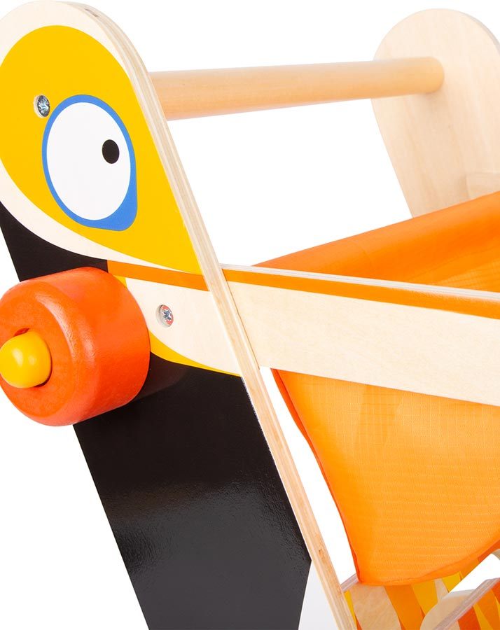Lauflernwagen TUKAN mit Holzbausteine in orange