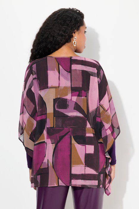 Tunika, doppellagig, Oversized, Rundhals, 3/4-Arm