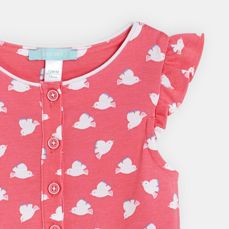 Combi courte légère imprimée rose bébé fille Rose