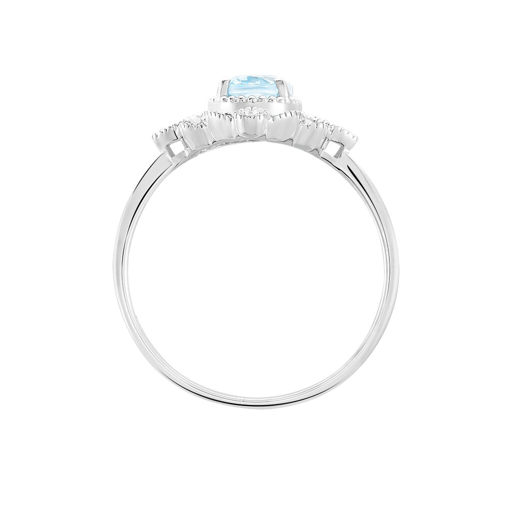 Bague Amance Or Blanc Topaze Et Oxyde De Zirconium