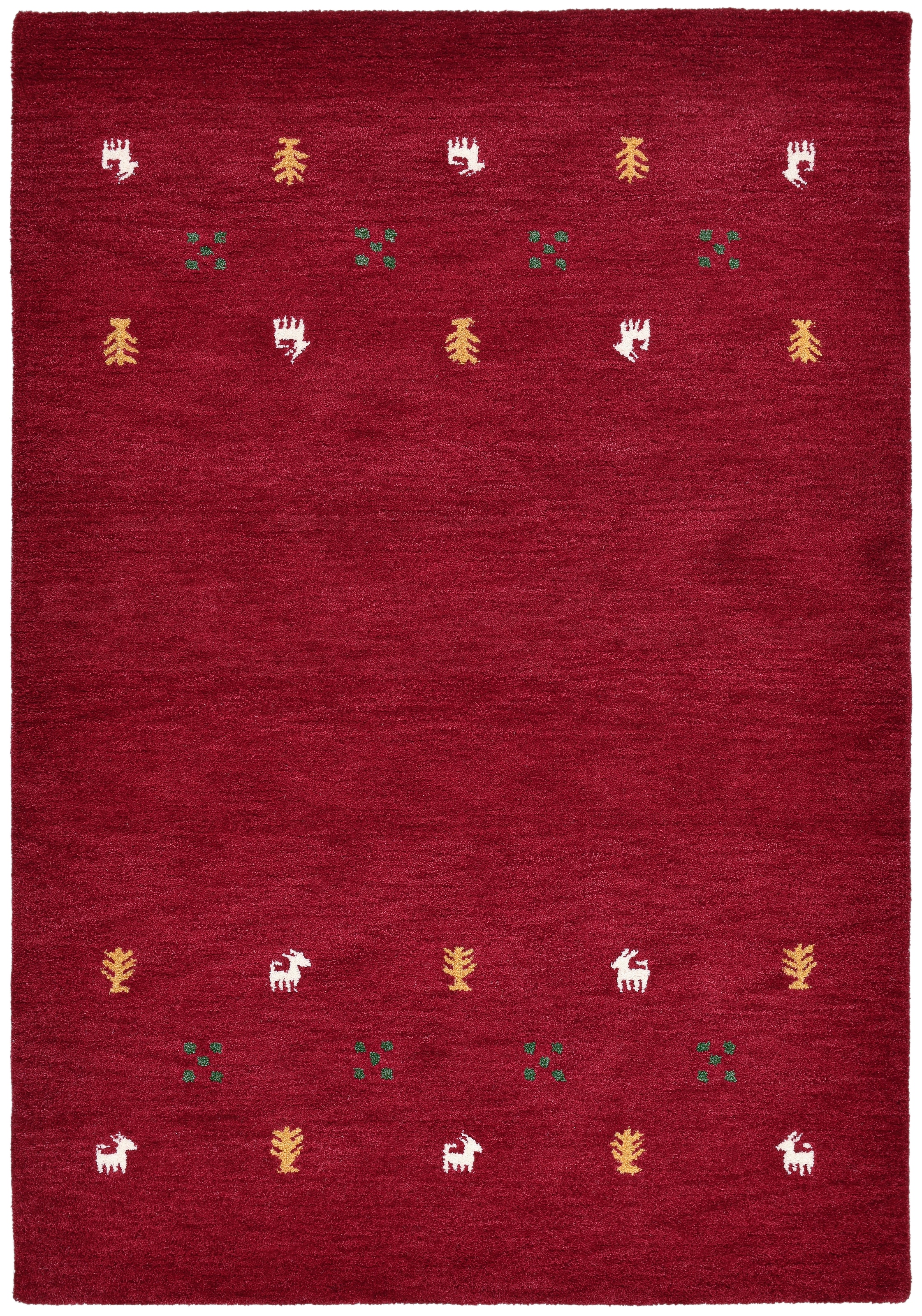 THEKO Wollteppich »Gabbeh Motiv, Handgefertigt, Teppich, Tiermotiv,  reine Wolle« rechteckig 14 mm Höhe reine Wolle, handgewebt, Wohnzimmer, Schlafzimmer, Esszimmer