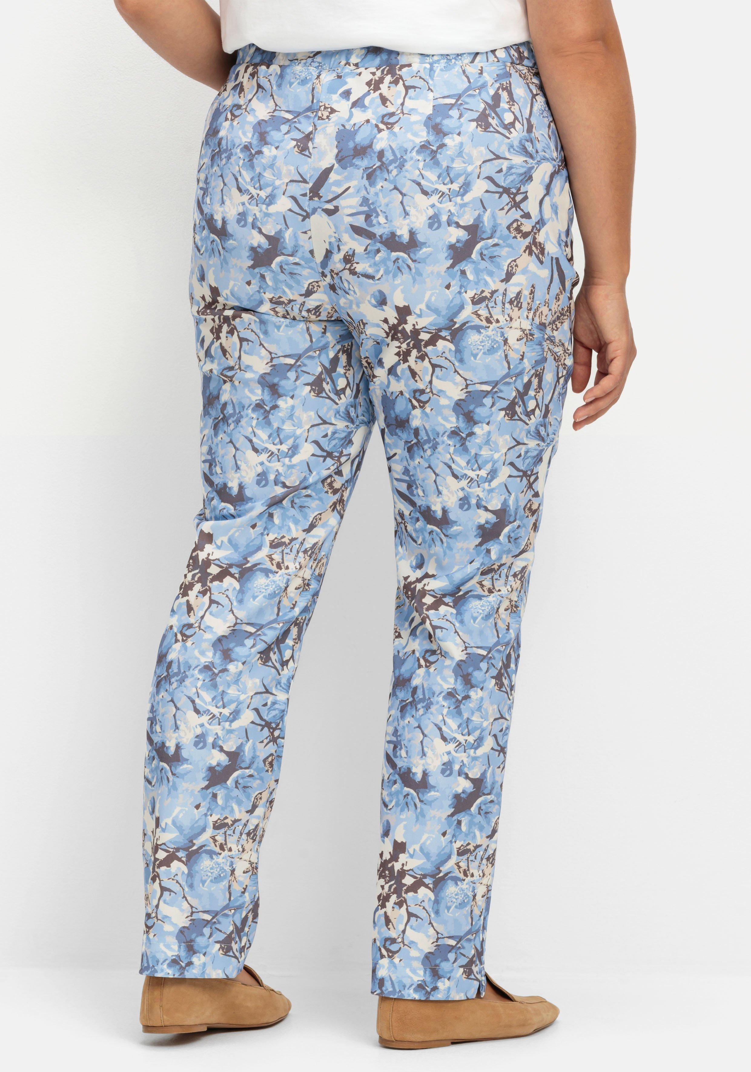 Schmale Schlupfhose aus Bengalin, mit Print