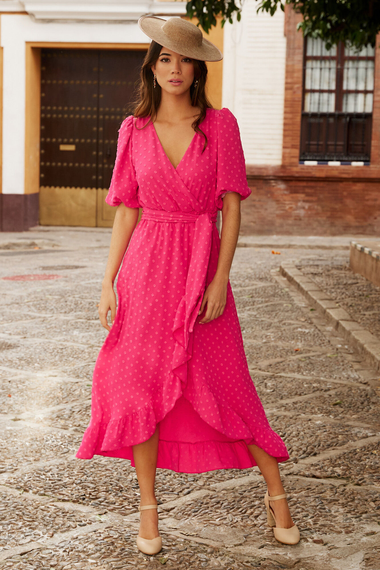 Vestido longo na cor framboesa - vermelho