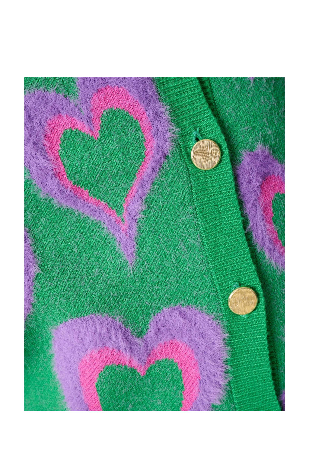 Shoeby vest met hartjes groen/lila