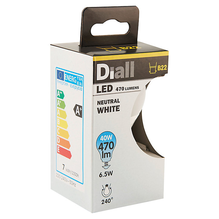 Ampoule LED Diall GLS B22 6,5W=40W blanc neutre