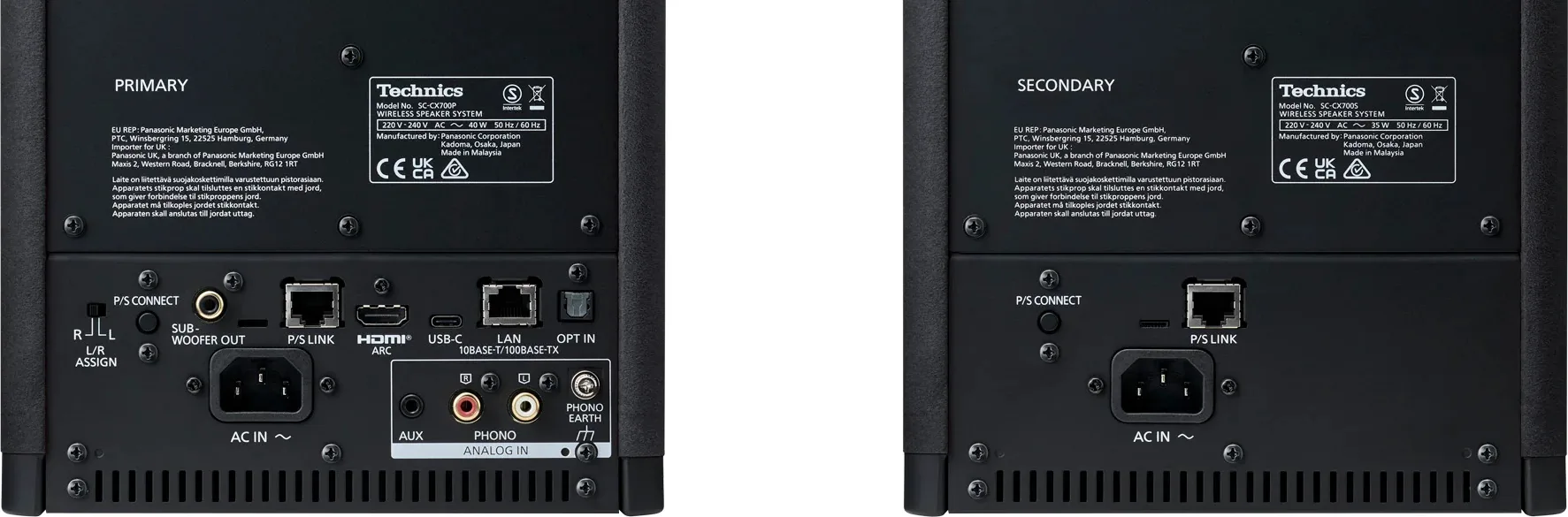 Technics SC-CX700E Noir mat (la paire) Enceintes sans fil hi-fi