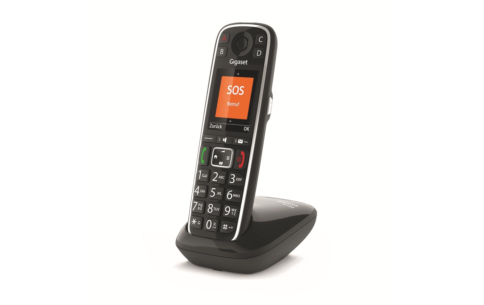 Schnurlostelefon E720 Schwarz<br>Senioren Telefon von Gigaset mit Kurzwahltasten