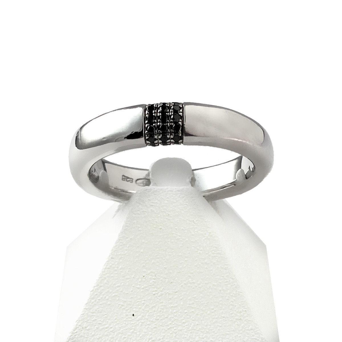 Bague d'occasion argent 925 diamants noirs