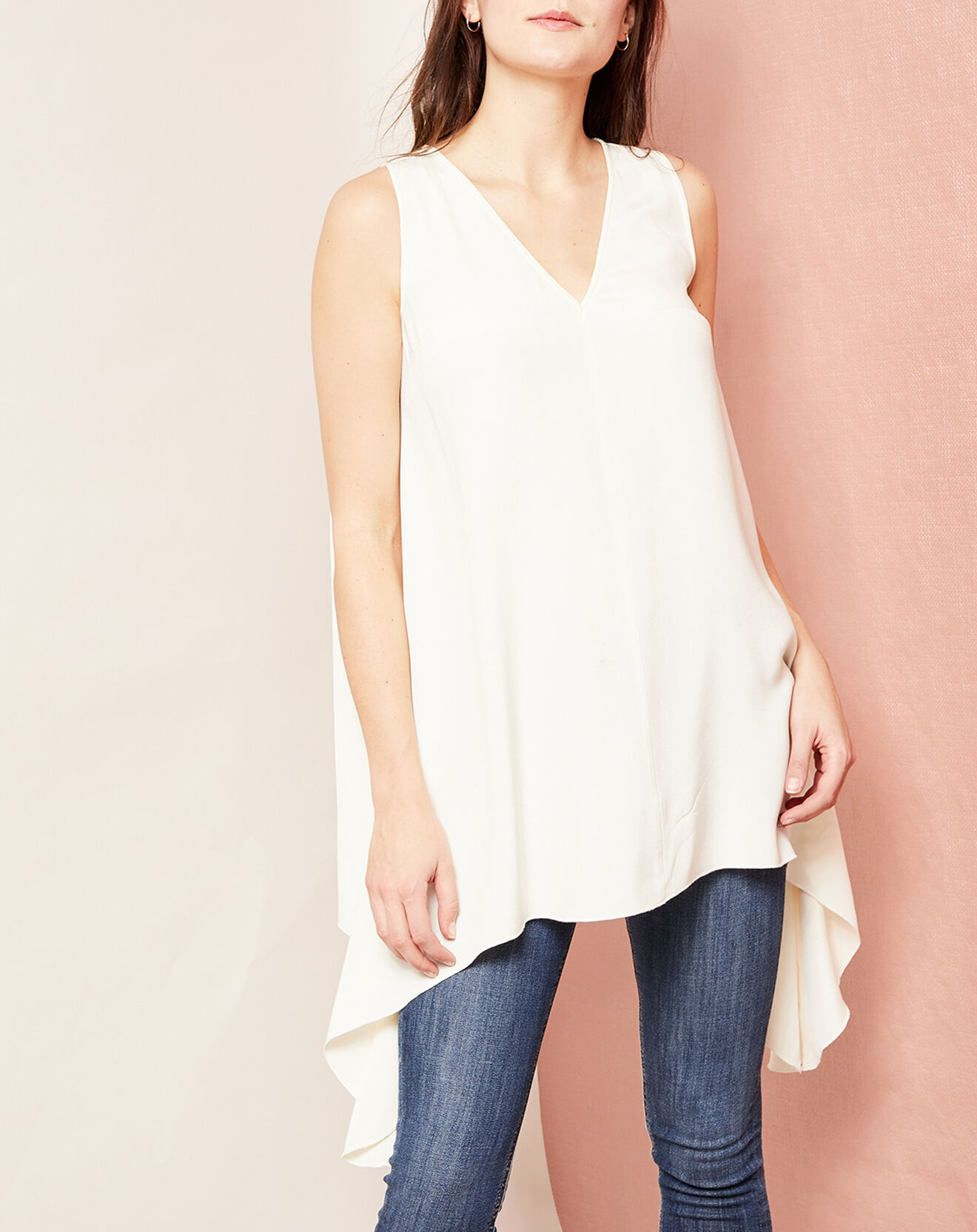 Hotel Particulier Tunique/Robe sans manches 100% Soie crème