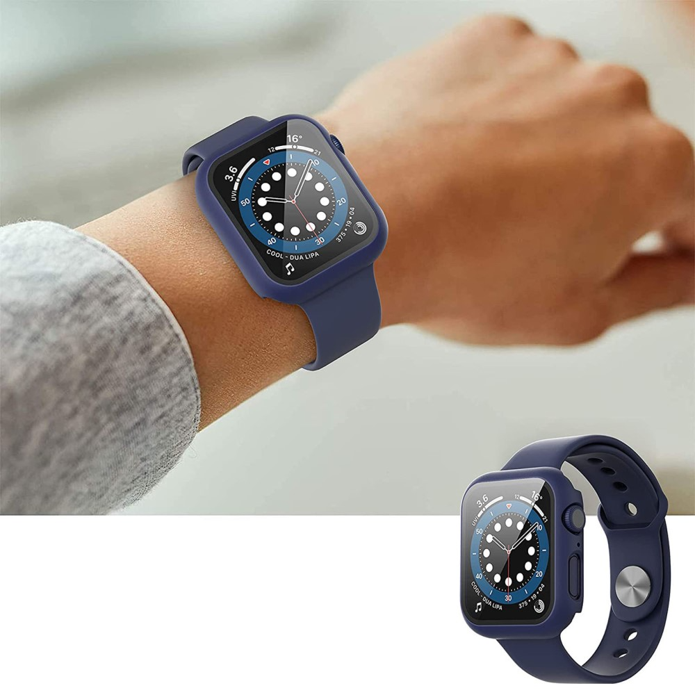 (2er Set) Apple Watch 7 (41 mm) Hardcase Bumper   Schutzglas - Dunkelblau