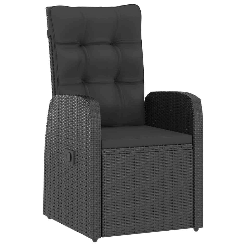Mobilier à dîner jardin 9 pièces avec coussins résine tressée noir