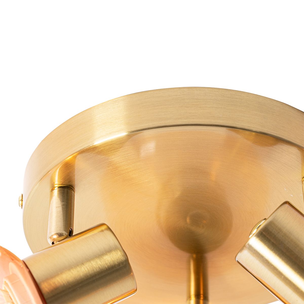 Art Deco plafondspot goud met roze glas 3-lichts - Vidro