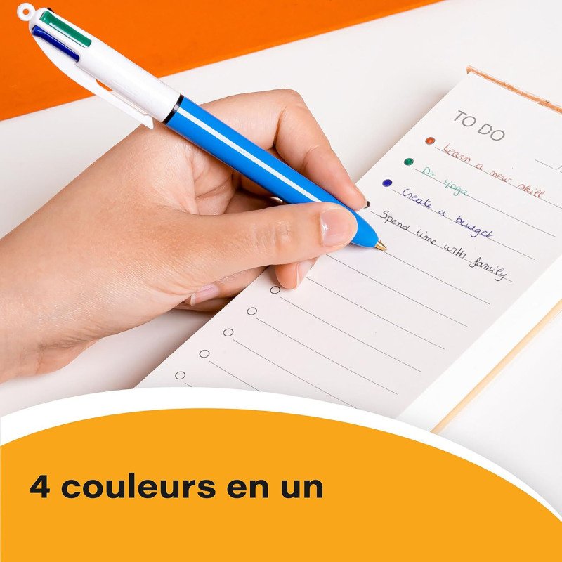Stylo bille Bic 4 couleurs Original rétractable pointe 1 mm - écriture moyenne
