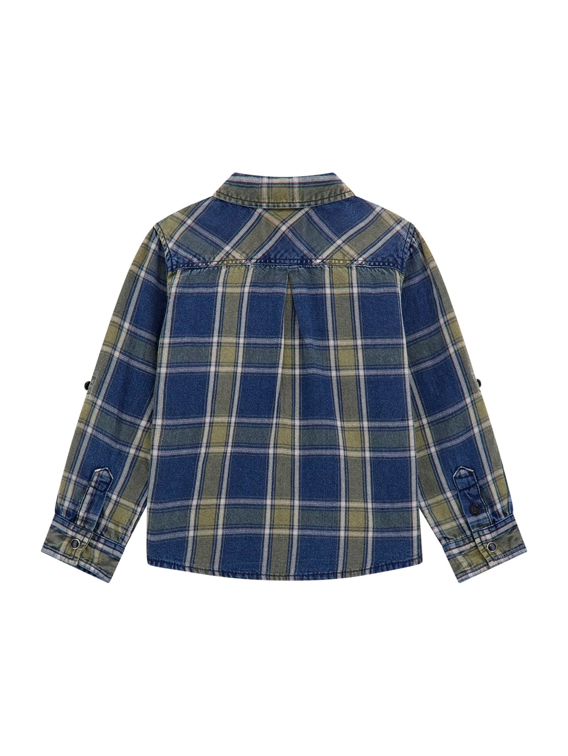 Camisa xadrez de sarja de manga comprida (3M-7)