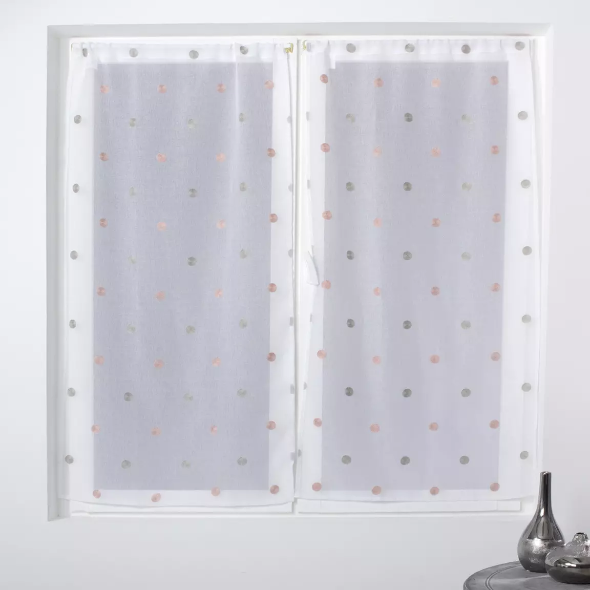 Paire de voilages passe-tringle (60 x 120 cm) Pointia Gris