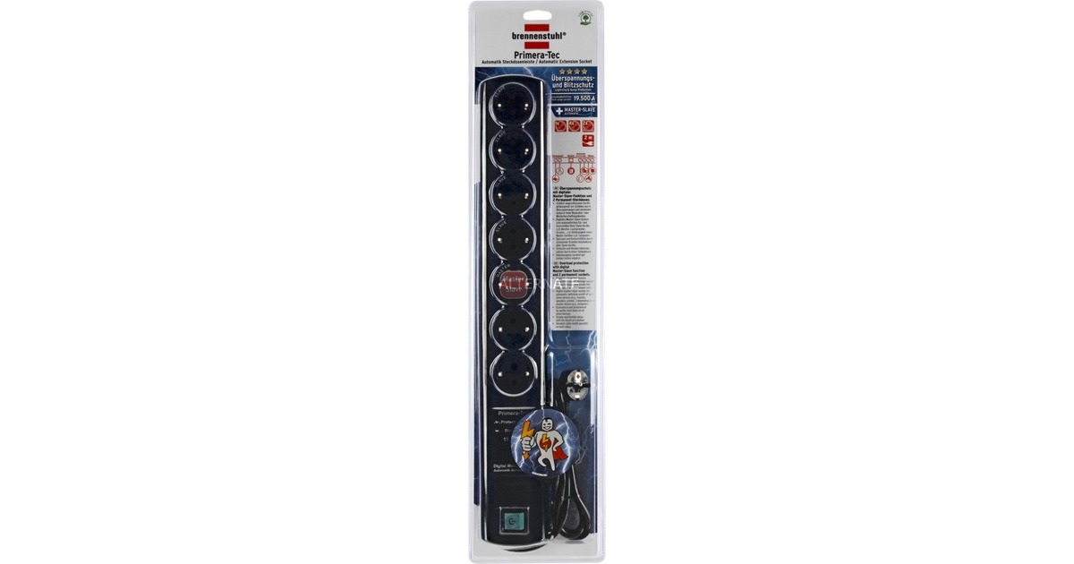 BrennenstuhlPrimera-Tec DigiMaster 19.500A, 2m stekkerdoos  (Zwart, Voor 7 stekkers, Master-Slave)