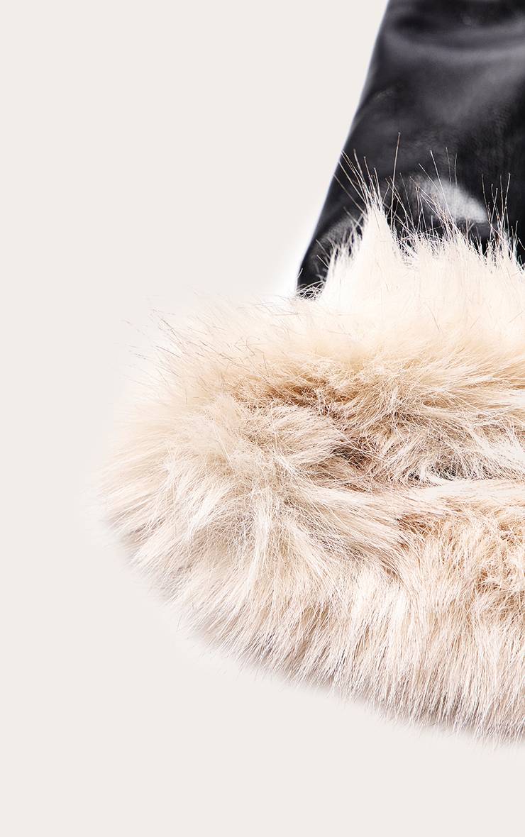 Noir Gants Longs Contrastés Avec Bordure En Synthétique