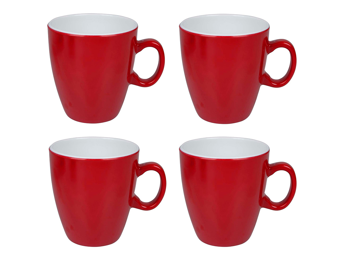 Bo-Camp Two-Tone set van 4 melamine mokken - Red