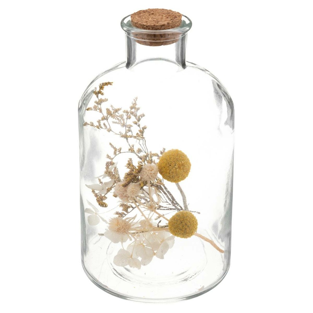 Fleurs séchées dans bouteille en verre d 10 x h 21 cm