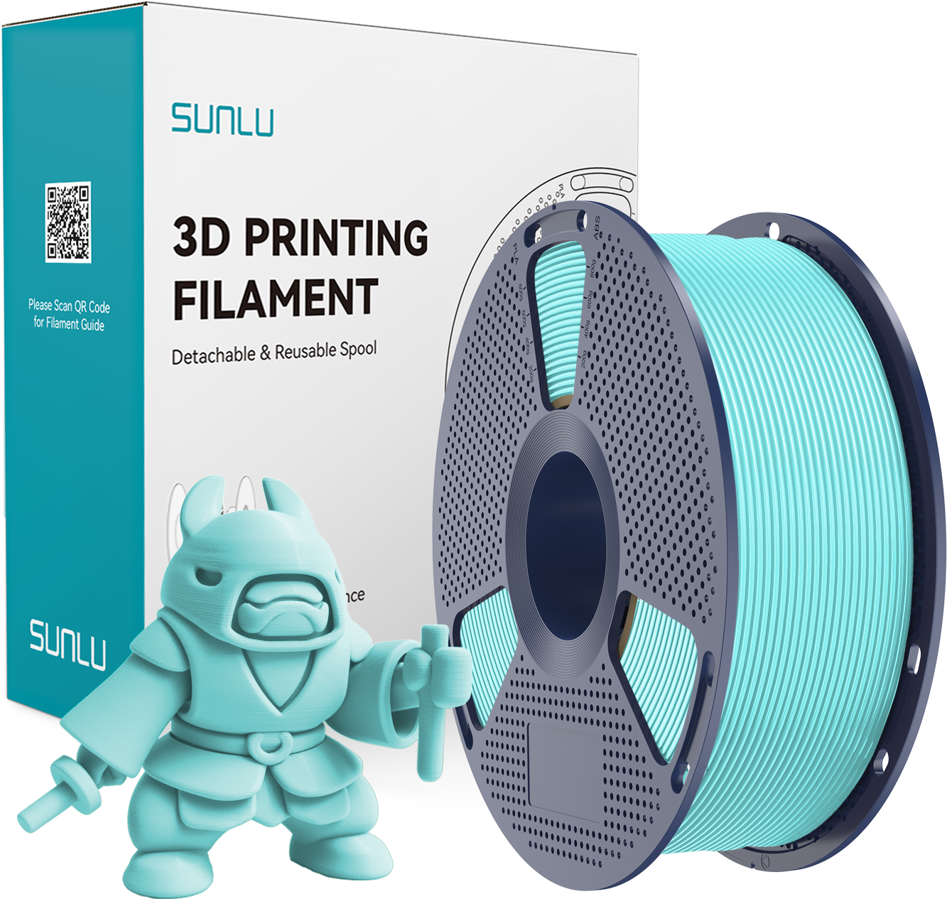 SUNLU  PLA Meta Ice Blue, 1,75 mm / 1000 g    Modifiziertes PLA Material für den High Speed Druck