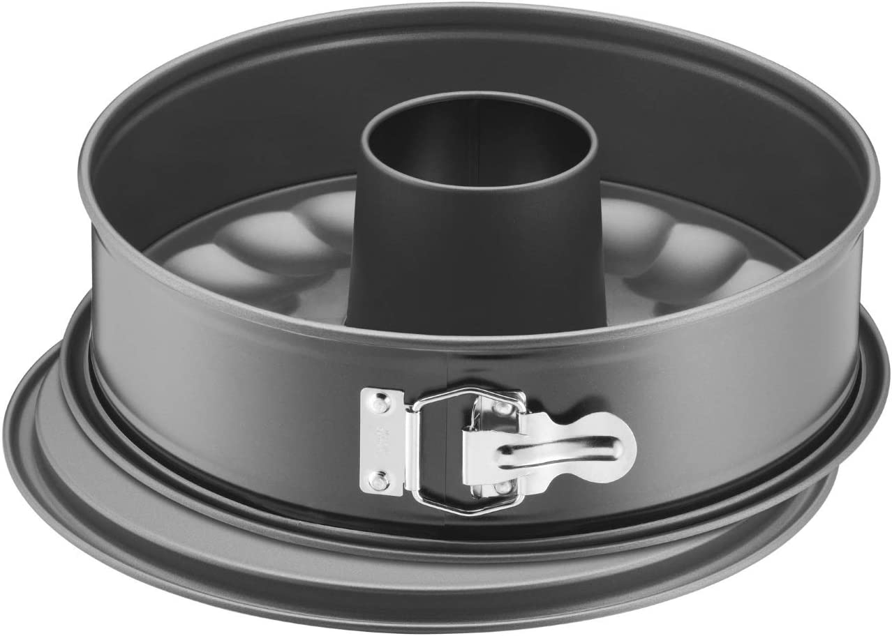 (3-tlg. Set) Ø26cm Kuchen Springform inkl. Ring / Flachboden / Rohrboden zum Backen - Grau