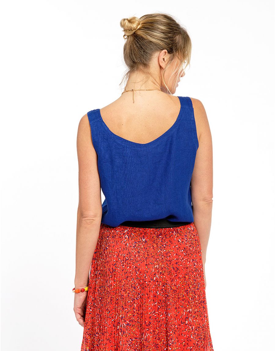 Top bleu roi 100% lin