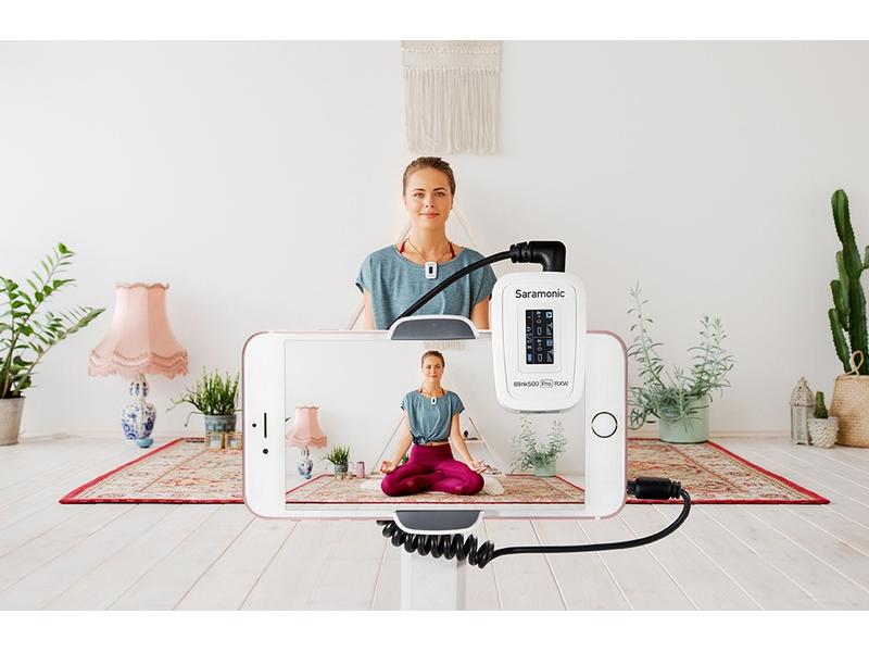 Saramonic Übertragungssystem Blink500 Pro B1W Weiss Ultrakompaktes drahtloses 2.4-GHz-Zweikanal-Mikrofonsystem mit Lavalier