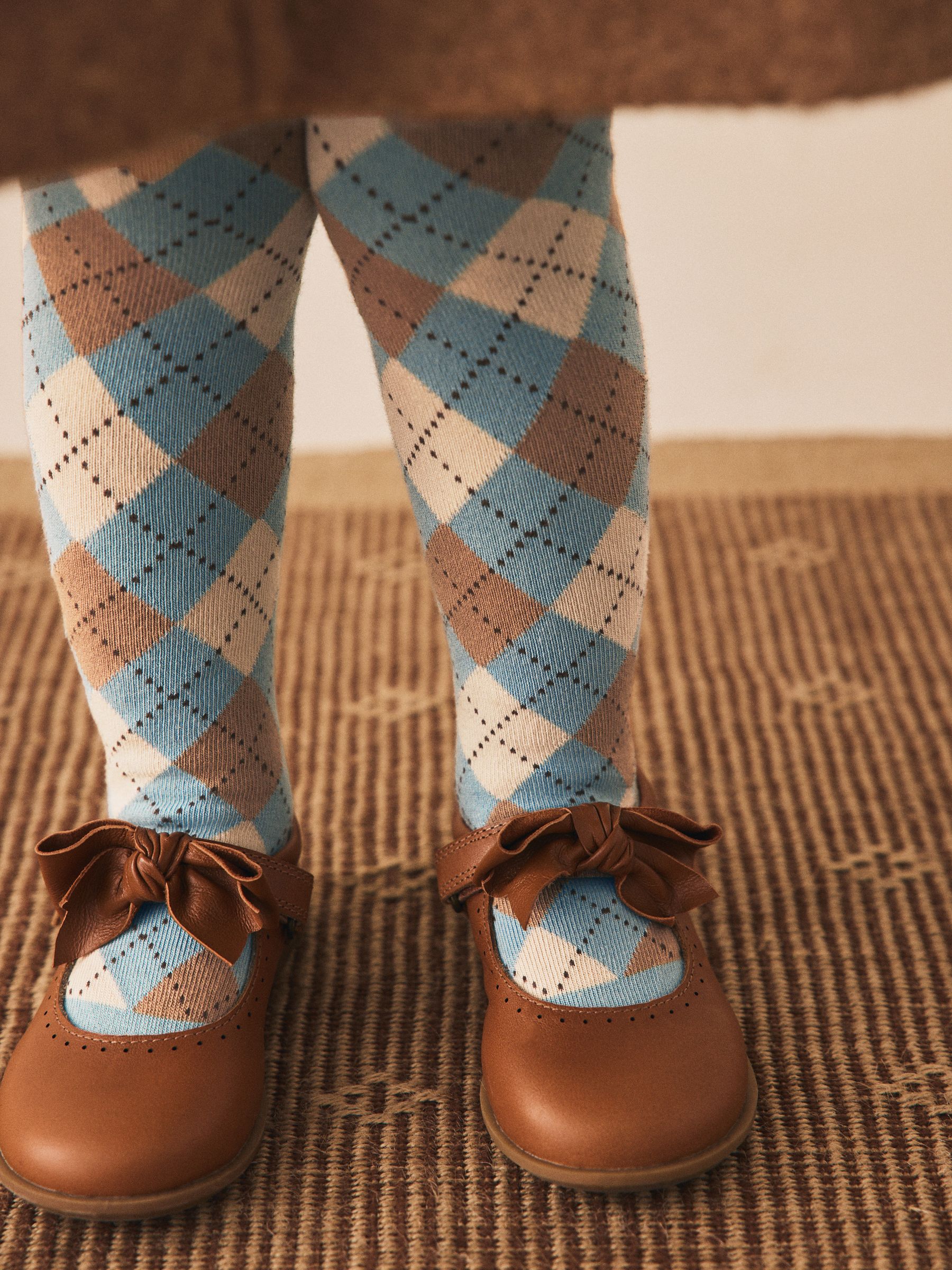 Blauw - Katoenrijke argyle panty's