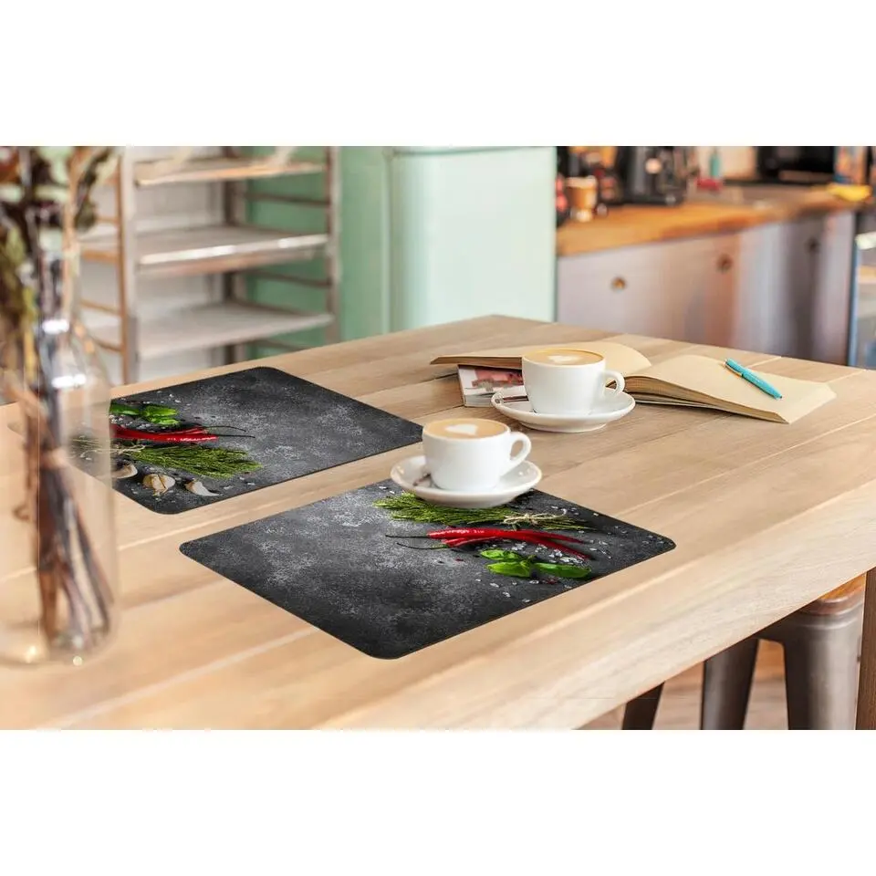 MuchoWow Placemat (6stuks) 45x30cm Peper Kruiden Specerijen