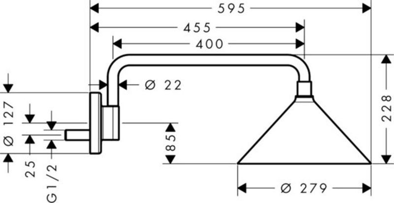 AXOR Front 240 - Douchekop - Chroom - 2 Jet - 40cm Douchearm