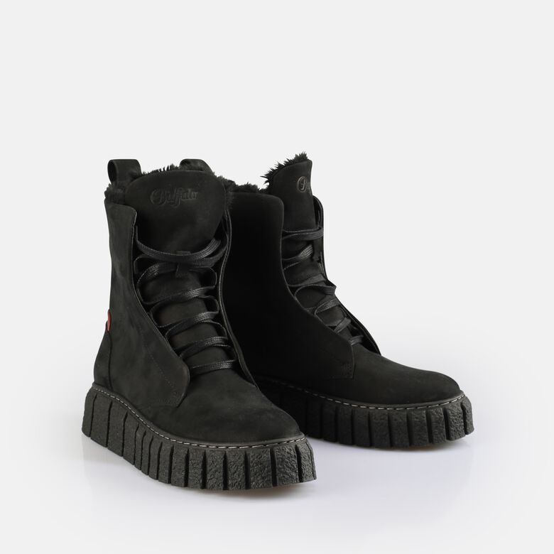 Rampa Lace Up HI Warm Bottines, noir