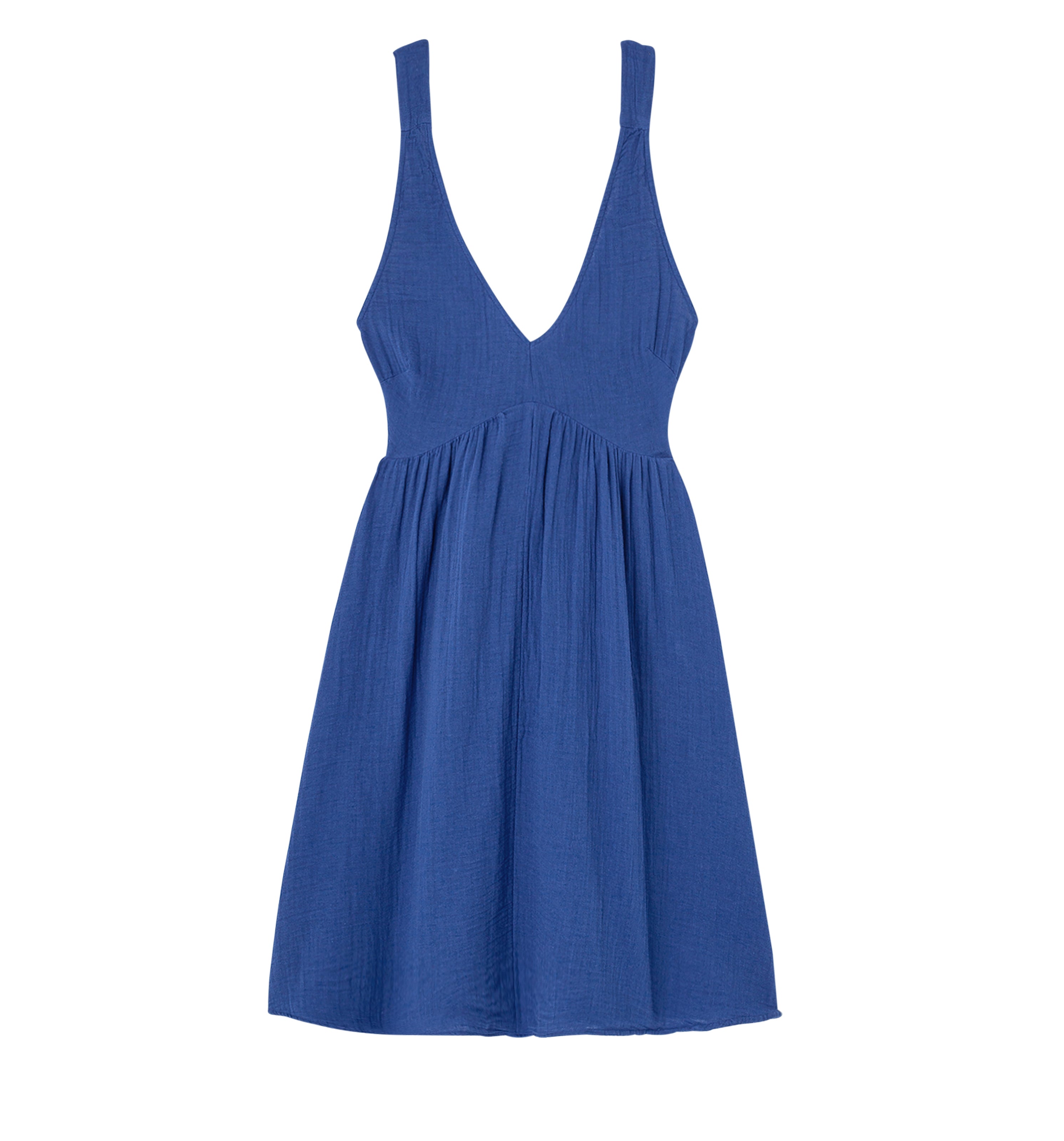 Robe dos nu en gaze de coton - Bleu