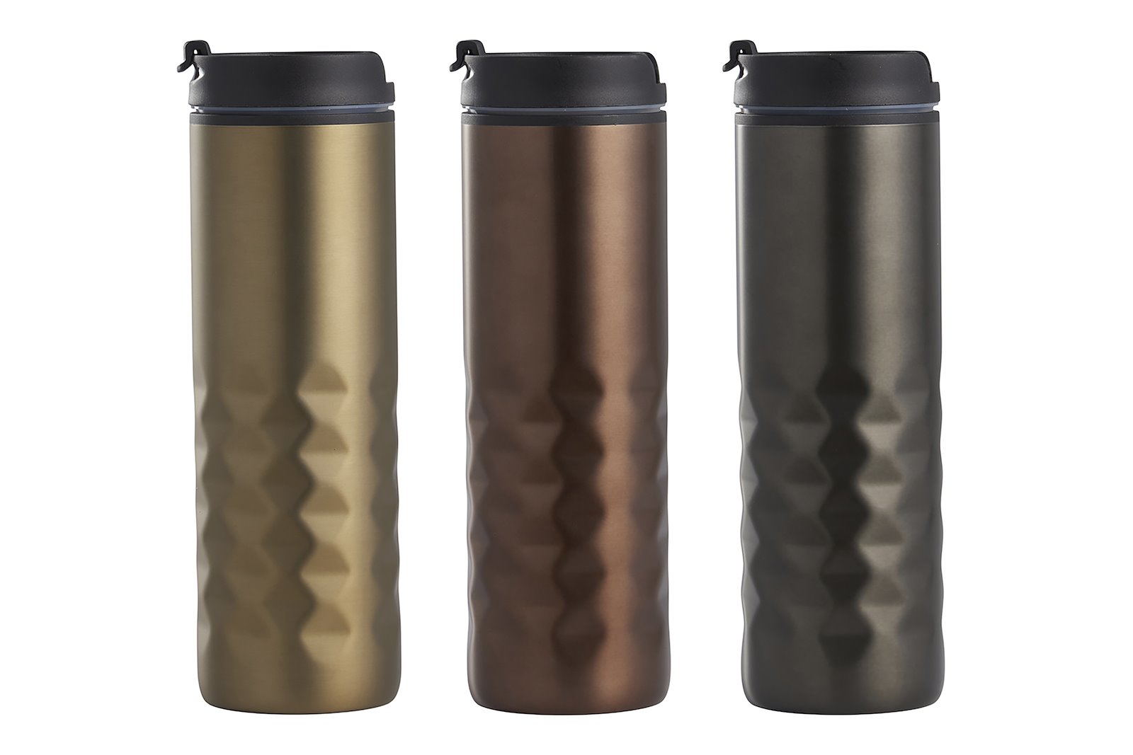 Coco termokopp I sort, kobber og gull, 0,35 liter. Assorterte design, pris pr. stk.