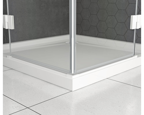 Basano Ballino hoekinstap, 90 x 90 cm, helder glas, profielkleur mat wit