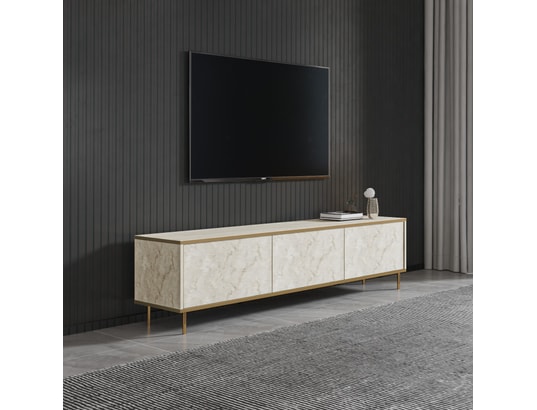CONCEPT1 - Meuble TV Imaj - Travertin, Or 180 x 45,2 x 35