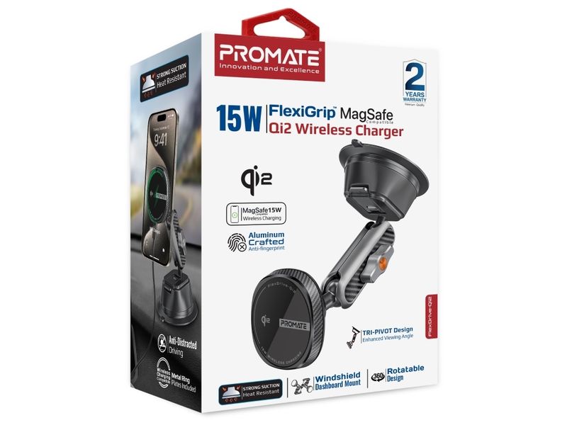 Promate Smartphone-Halterung FlexDrive Qi2 Universalhalterung