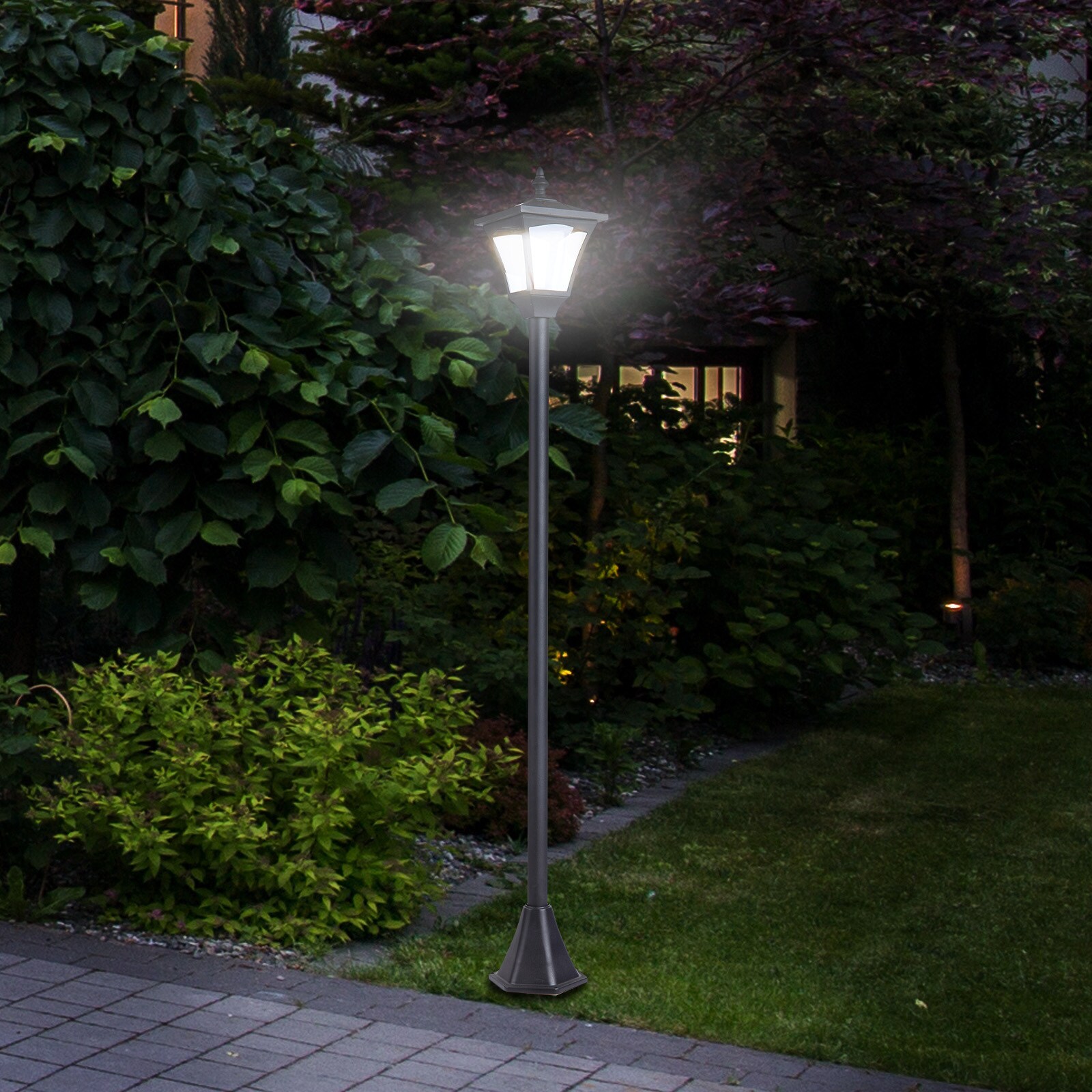 Outsunny Solar Laterne schwarz 15 x 15 x 120 cm (LxBxH)