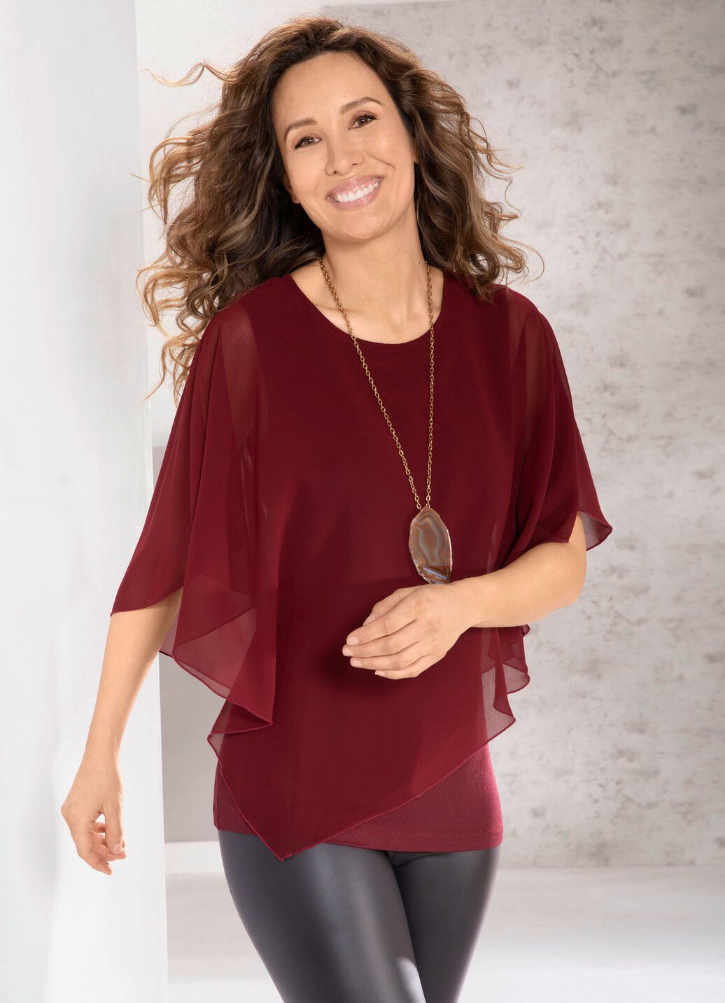 Unifarbene Poncho-Tunika