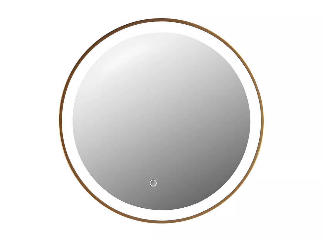 Miroir de salle de bain lumineux rond doré avec Leds - D. 60 cm - NUMEA