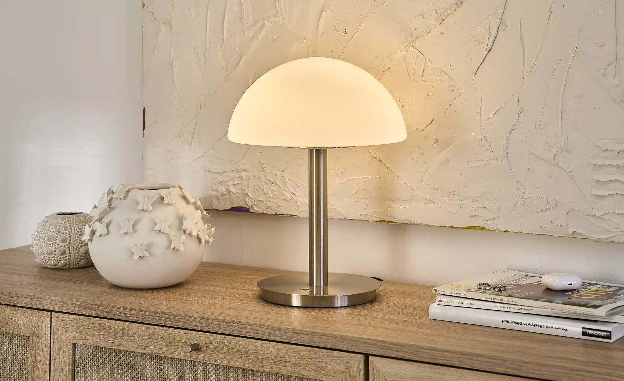 Meisterleuchten LED-Tischleuchte, 1-flammig, Nickel-matt